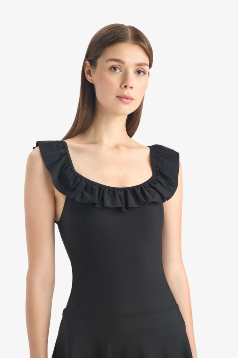 Kadın Siyah Regular Fit Etekli Mayo