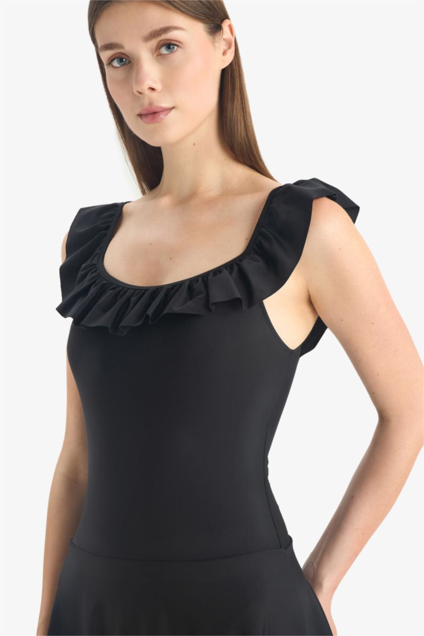 Kadın Siyah Regular Fit Etekli Mayo