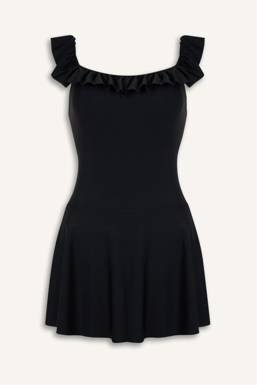 Kadın Siyah Regular Fit Etekli Mayo