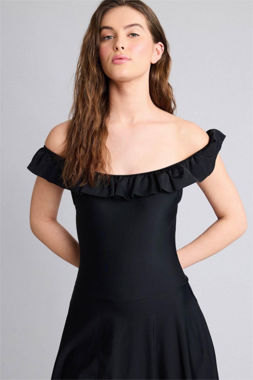 Әйелдерге қара Regular Fit суға шомылу киімі