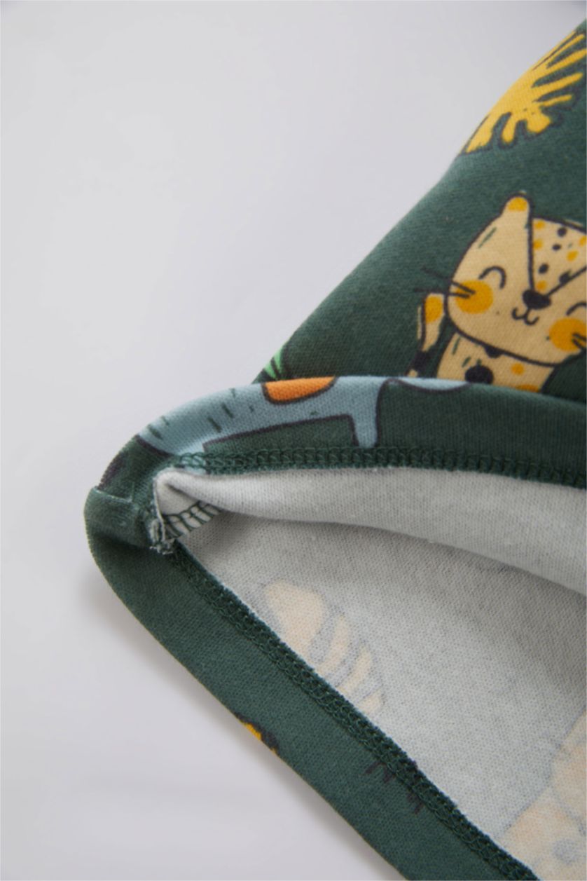 BABY BOY Green Baby Boy Patterned Short-sleeved Rib Pajama Set