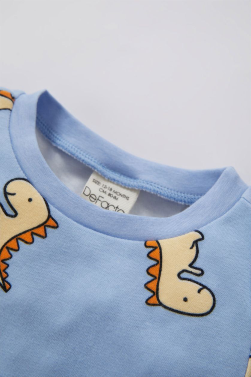 BABY BOY Blue Baby Boy Patterned Short Sleeve Ribbon Pajama Set