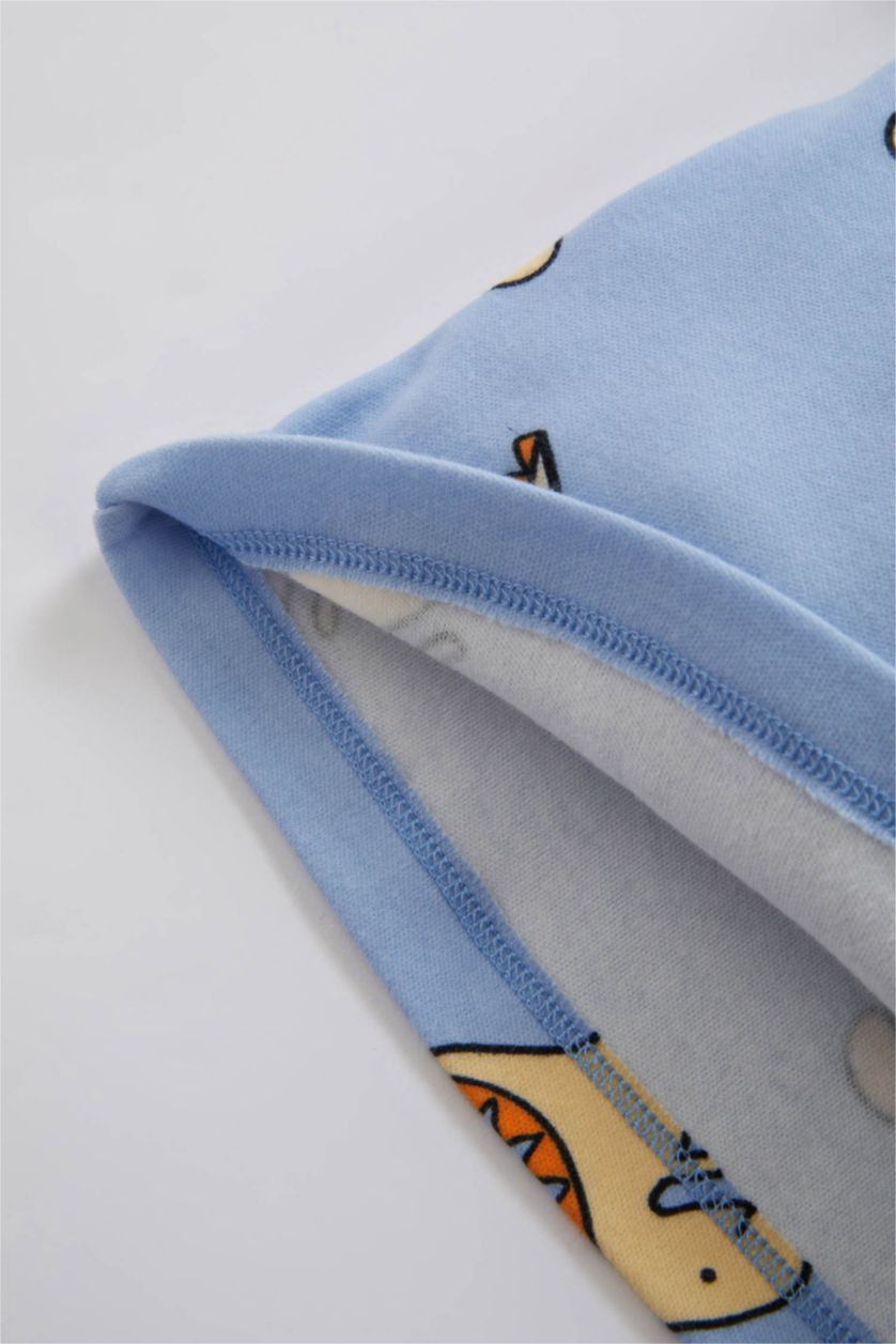 BABY BOY Blue Baby Boy Patterned Short Sleeve Ribbon Pajama Set