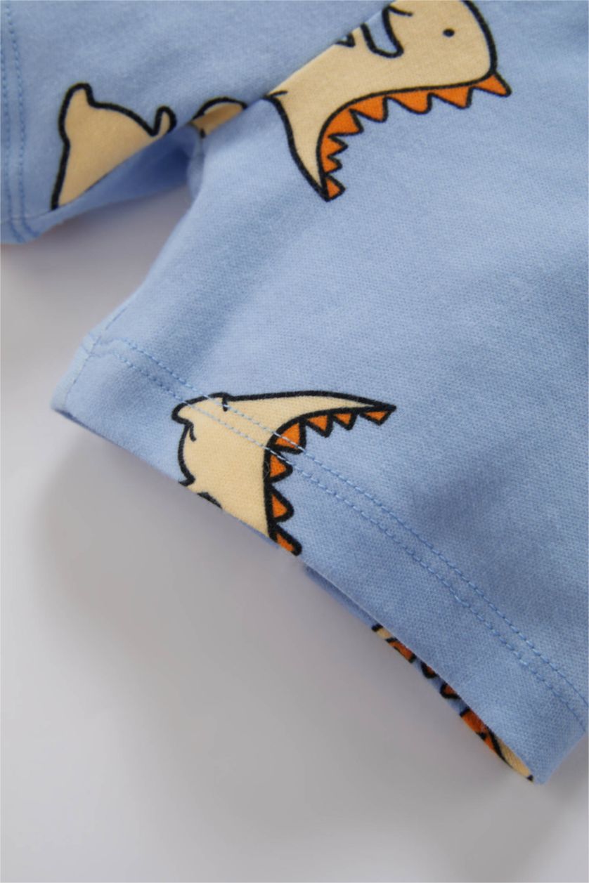 BABY BOY Blue Baby Boy Patterned Short Sleeve Ribbon Pajama Set