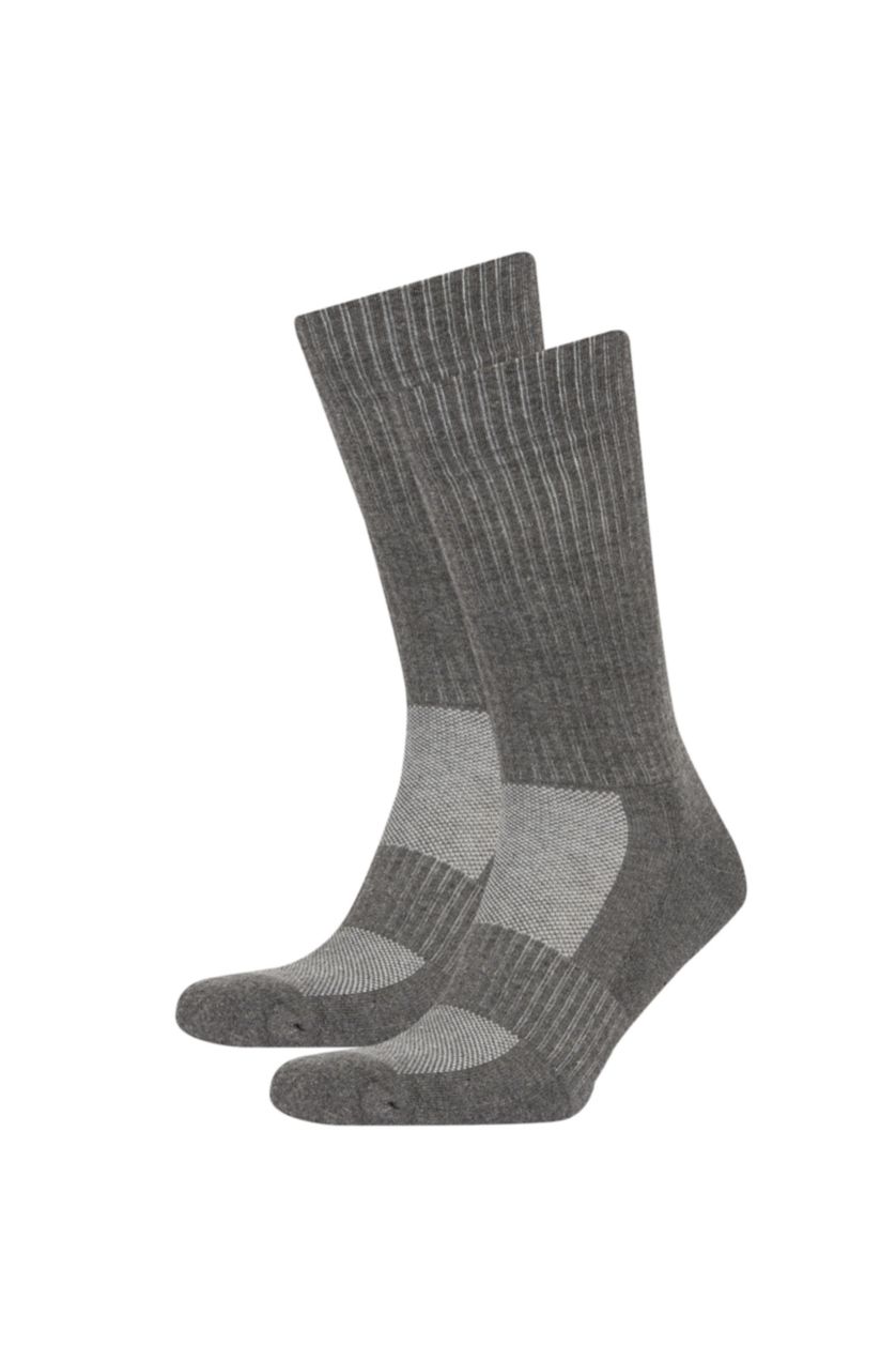 HOMME Gris Defacto Fit Lot De 2 Paires De Chaussettes De Sport En Coton Éponge Pour Homme