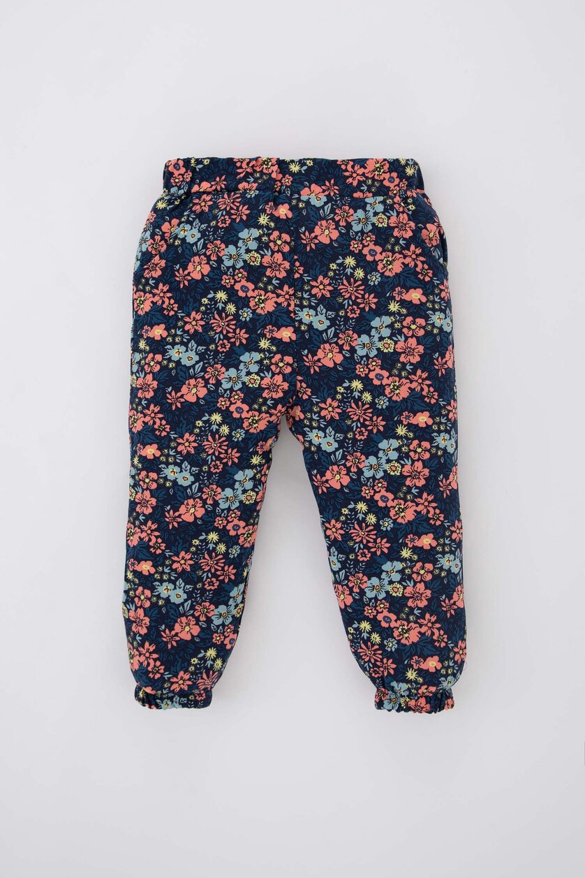 Baby Girls Dark Blue Baby Girl Floral Trousers