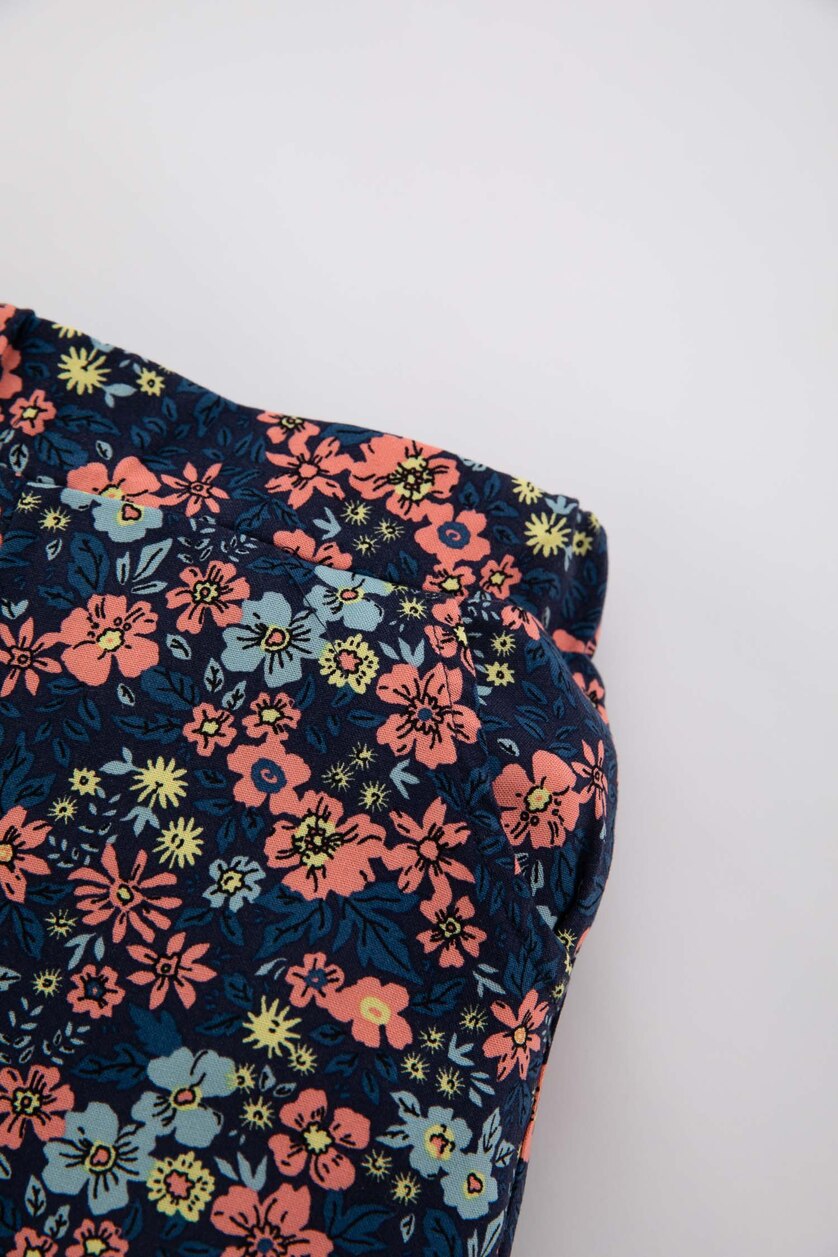 Baby Girls Dark Blue Baby Girl Floral Trousers
