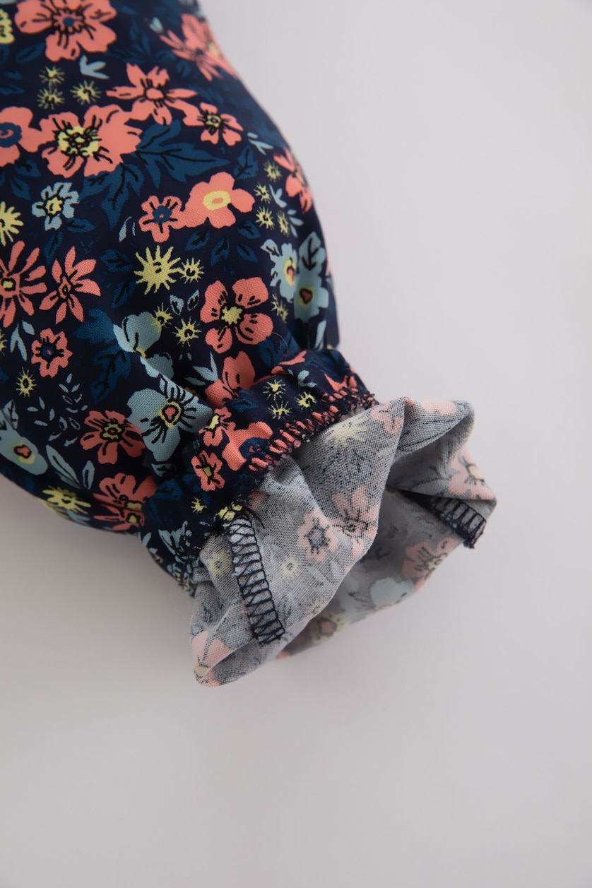 Baby Girls Dark Blue Baby Girl Floral Trousers