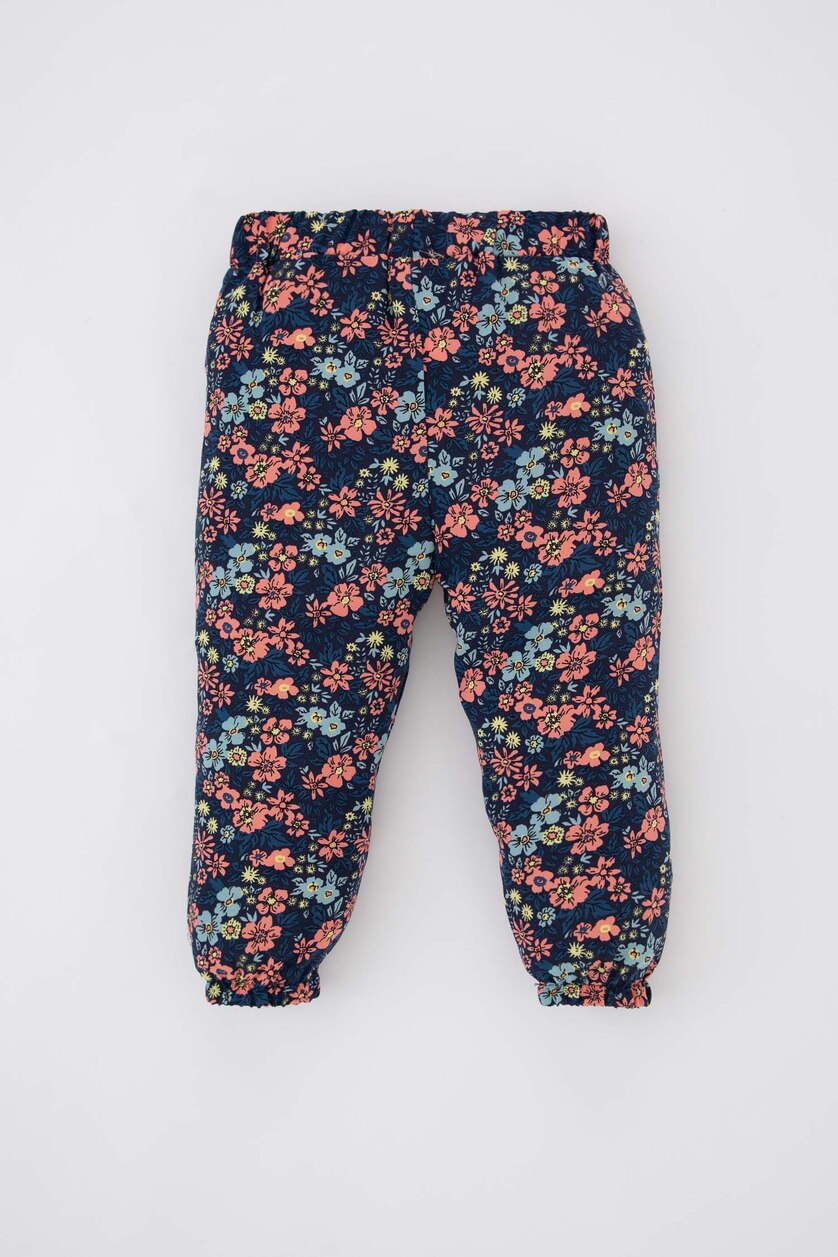 Baby Girls Dark Blue Baby Girl Floral Trousers