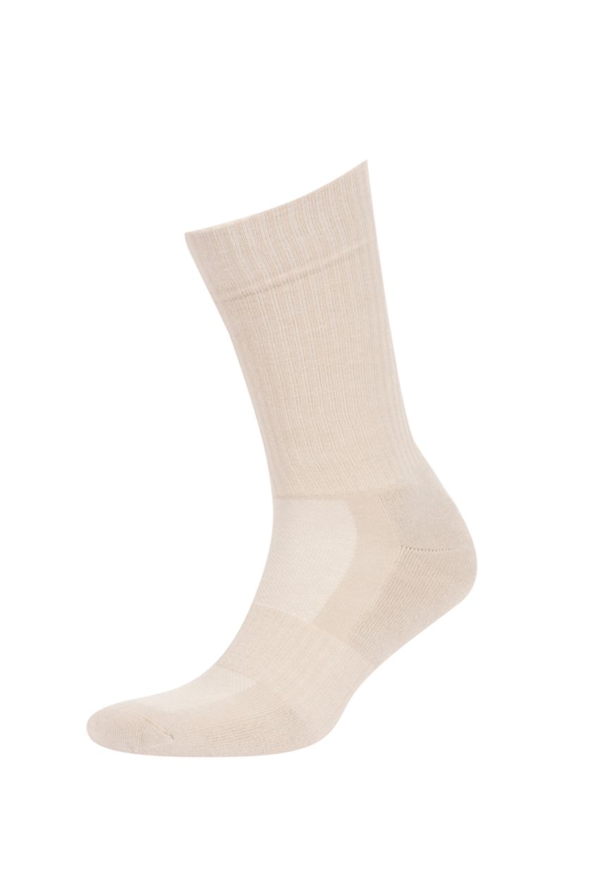 MAN Beige Melange Men Defacto Fit 2-Pack Cotton Short Socks