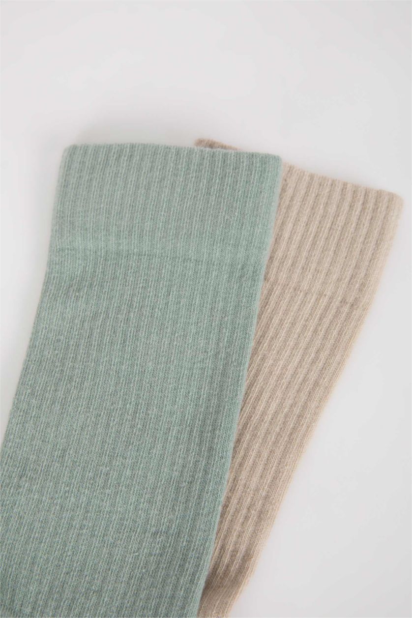 MAN Beige Melange Men Defacto Fit 2-Pack Cotton Short Socks