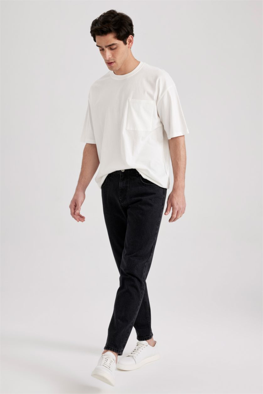 رجال أسود بنطلون جينز سليم فيت