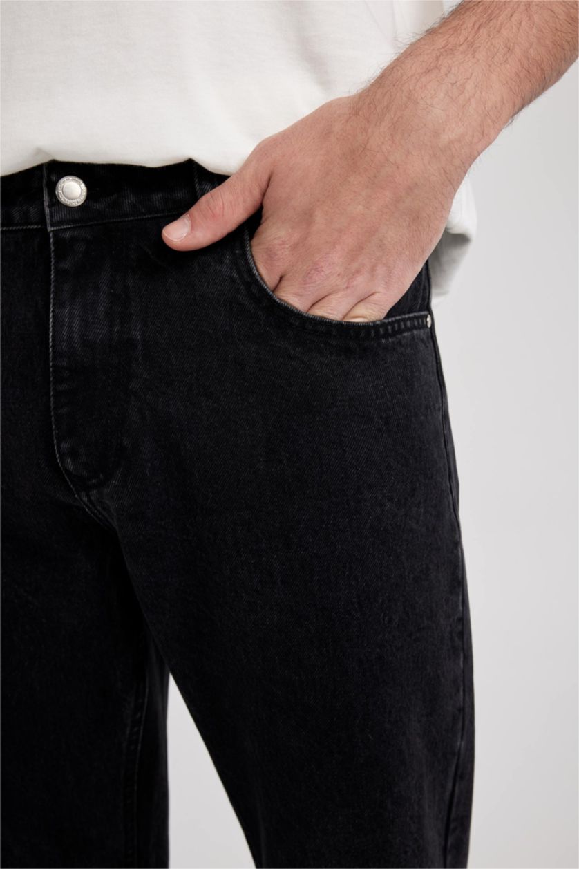 رجال أسود بنطلون جينز سليم فيت