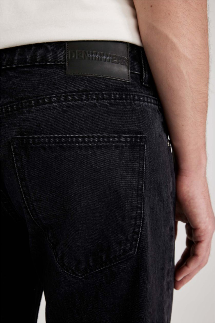 رجال أسود بنطلون جينز سليم فيت