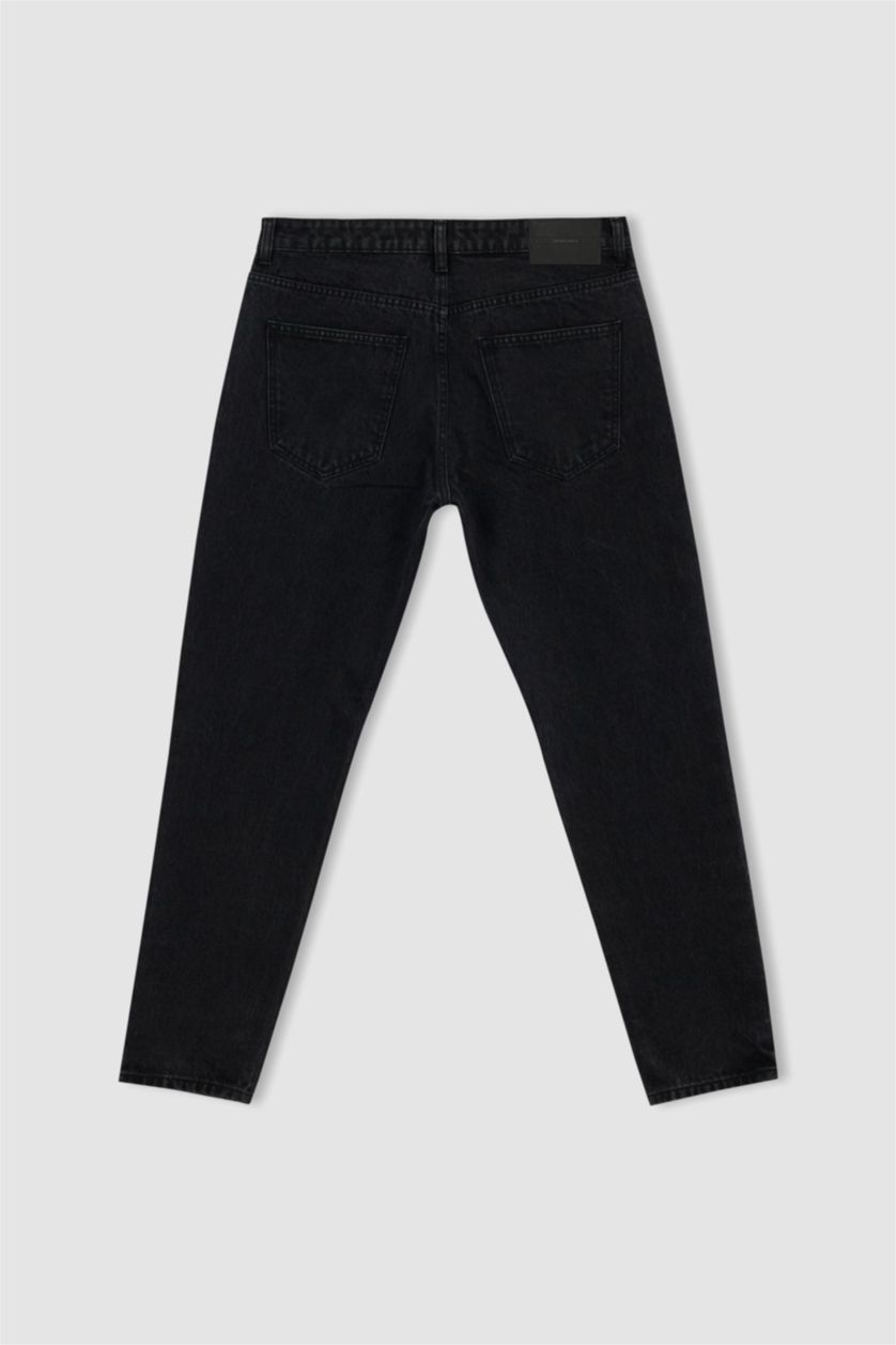 رجال أسود بنطلون جينز سليم فيت