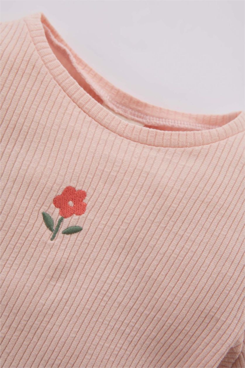 BÉBÉ FILLE Rose Clair Pyjamas En Tricot Col Ras Du Cou Broderie Manche Longue 2 BéBé Fille