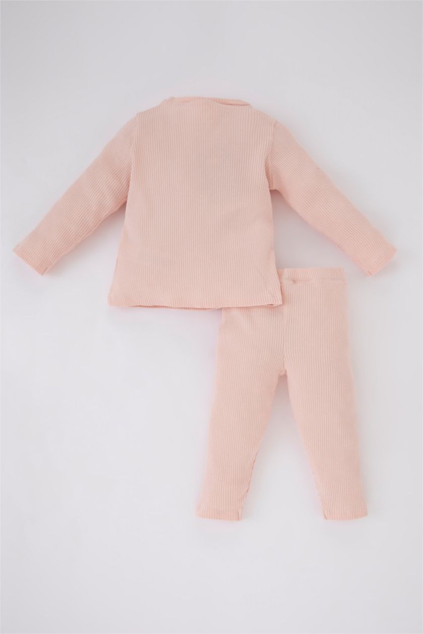 BÉBÉ FILLE Rose Clair Pyjamas En Tricot Col Ras Du Cou Broderie Manche Longue 2 BéBé Fille