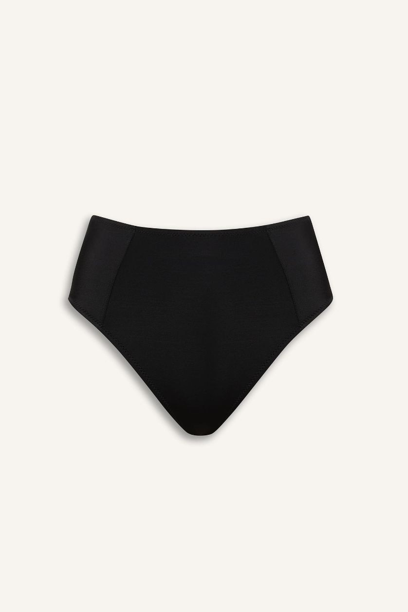 Kadın Siyah Regular Fit Yüksek Bel Bikini Altı