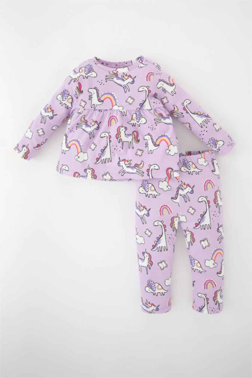 BABY GIRL Lilac طقم بيجاما قصة عادية