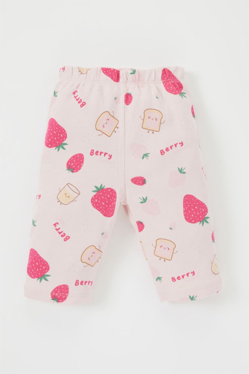 طفلة صغيرة زهري طقم بيجاما بناتي بطبعة فاكهة مطرز - قطعتين