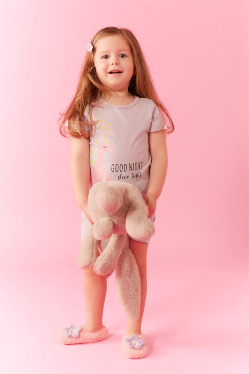 BABY GIRL Light Lilac Baby Girl Unicorn Short Sleeve Combed Cotton 2-Pajama Set