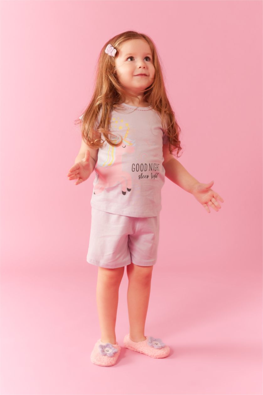 BABY GIRL Light Lilac Baby Girl Unicorn Short Sleeve Combed Cotton 2-Pajama Set