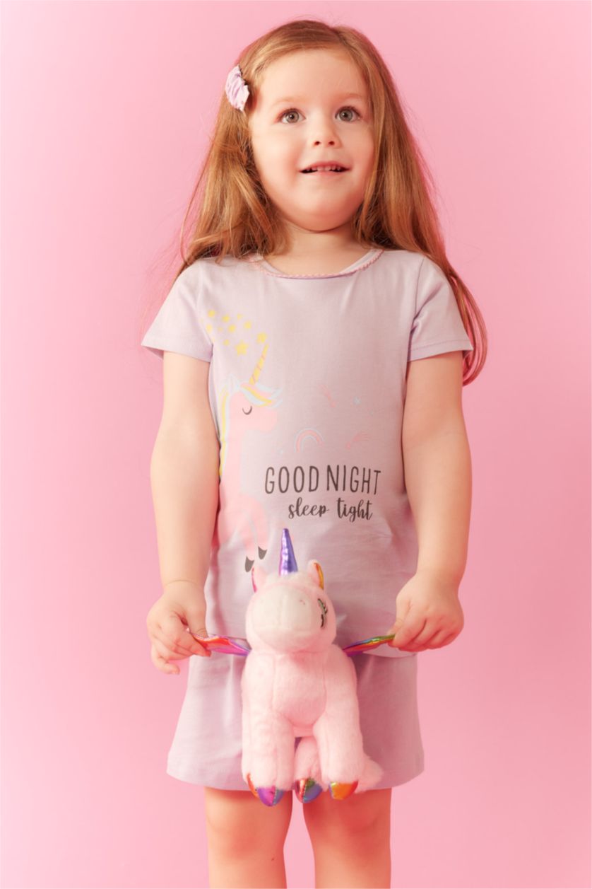 BABY GIRL Light Lilac Baby Girl Unicorn Short Sleeve Combed Cotton 2-Pajama Set