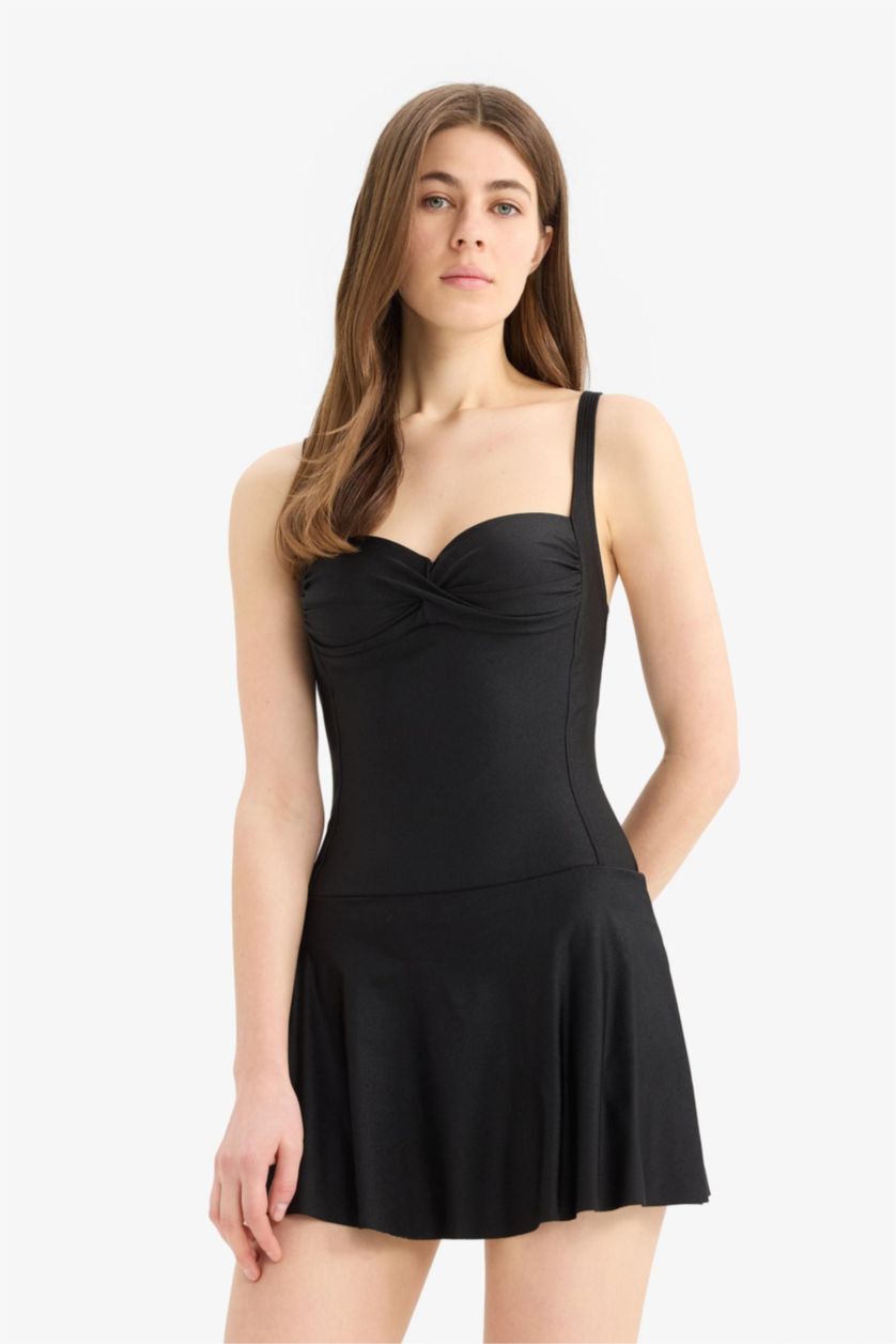 Kadın Siyah Regular Fit Etekli Mayo-Fall in Love