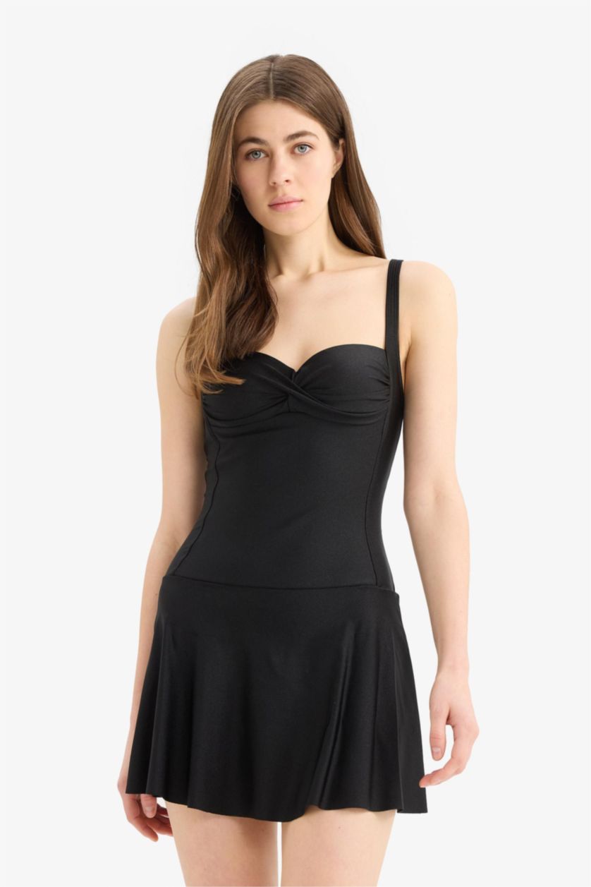 Kadın Siyah Regular Fit Etekli Mayo-Fall in Love