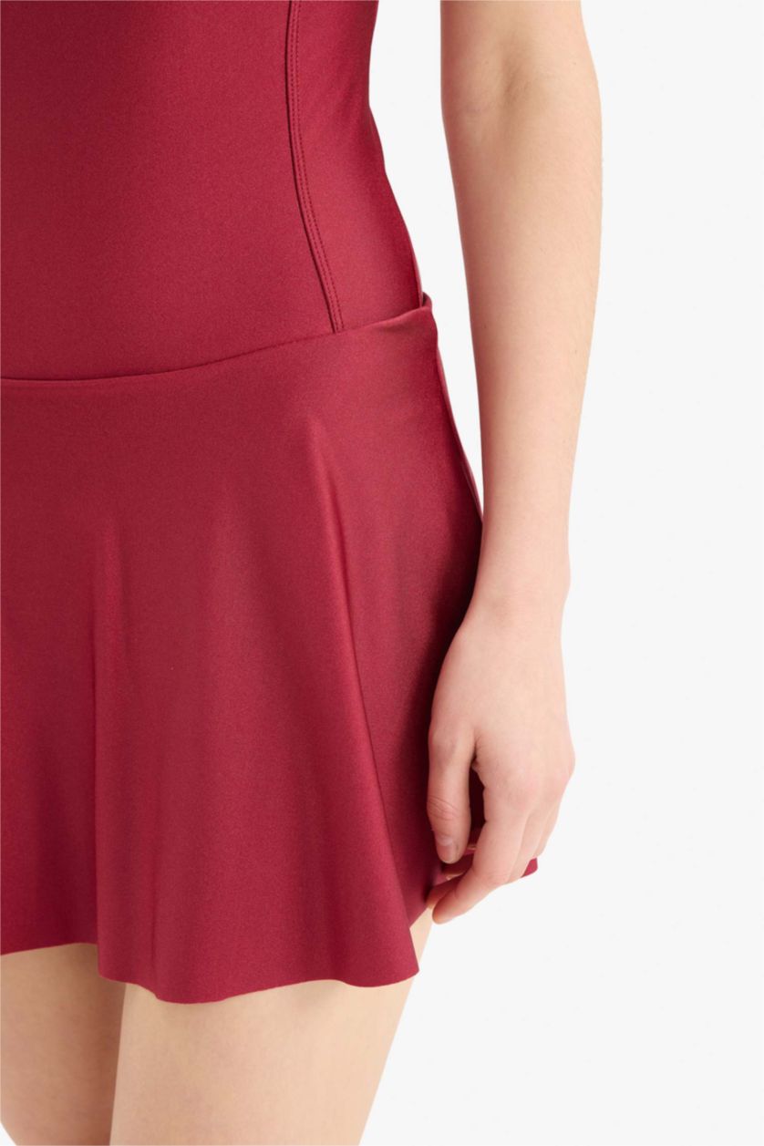 Kadın Bordo Regular Fit Etekli Mayo-Fall in Love