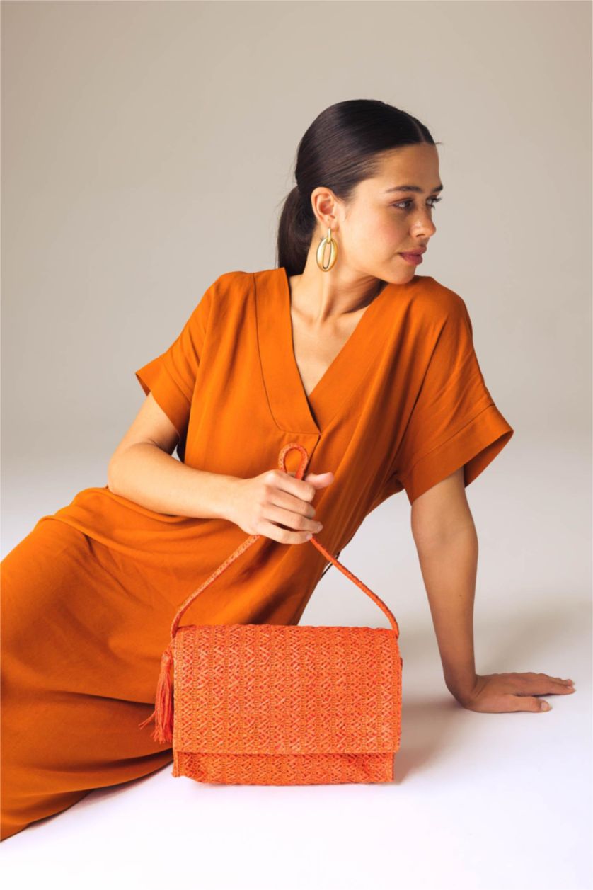 FEMME Orange Sac à main Osier