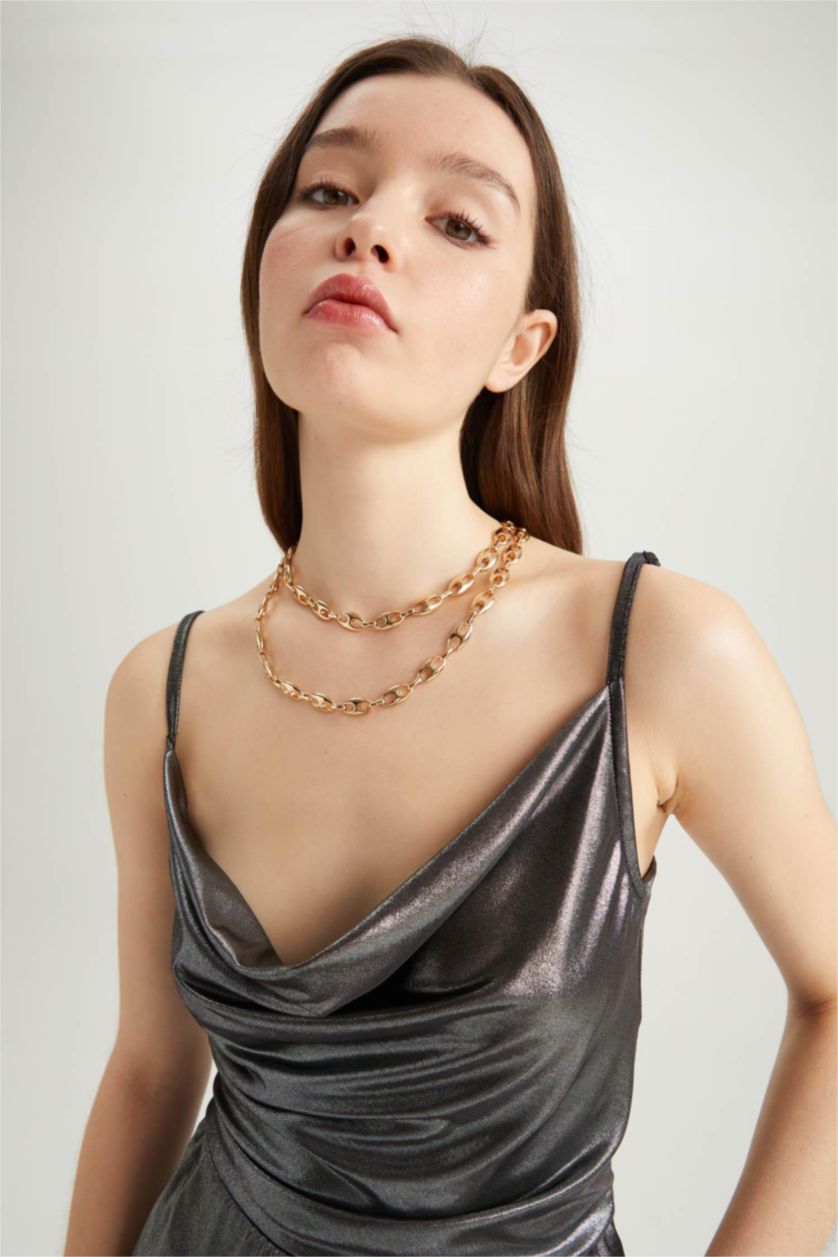 FEMME Anthracite Clair Blouse Sans Manches coupe régulière Col Bénitier