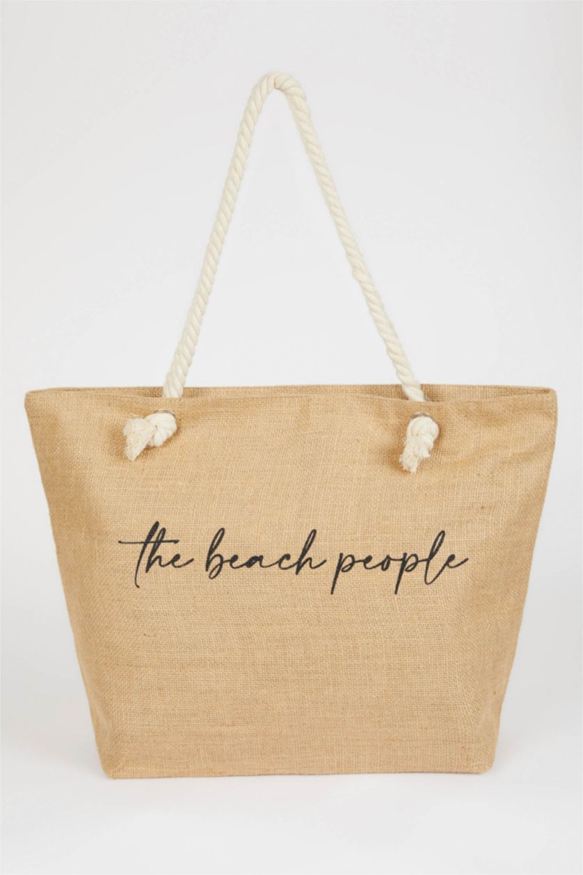 Kadın Siyah Kadın Hasır Plaj Çantası