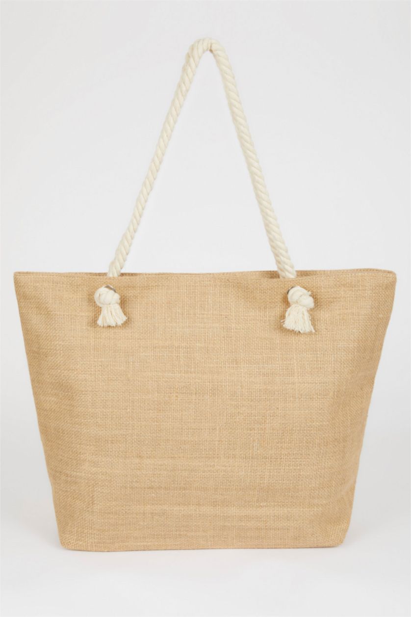 Kadın Siyah Kadın Hasır Plaj Çantası