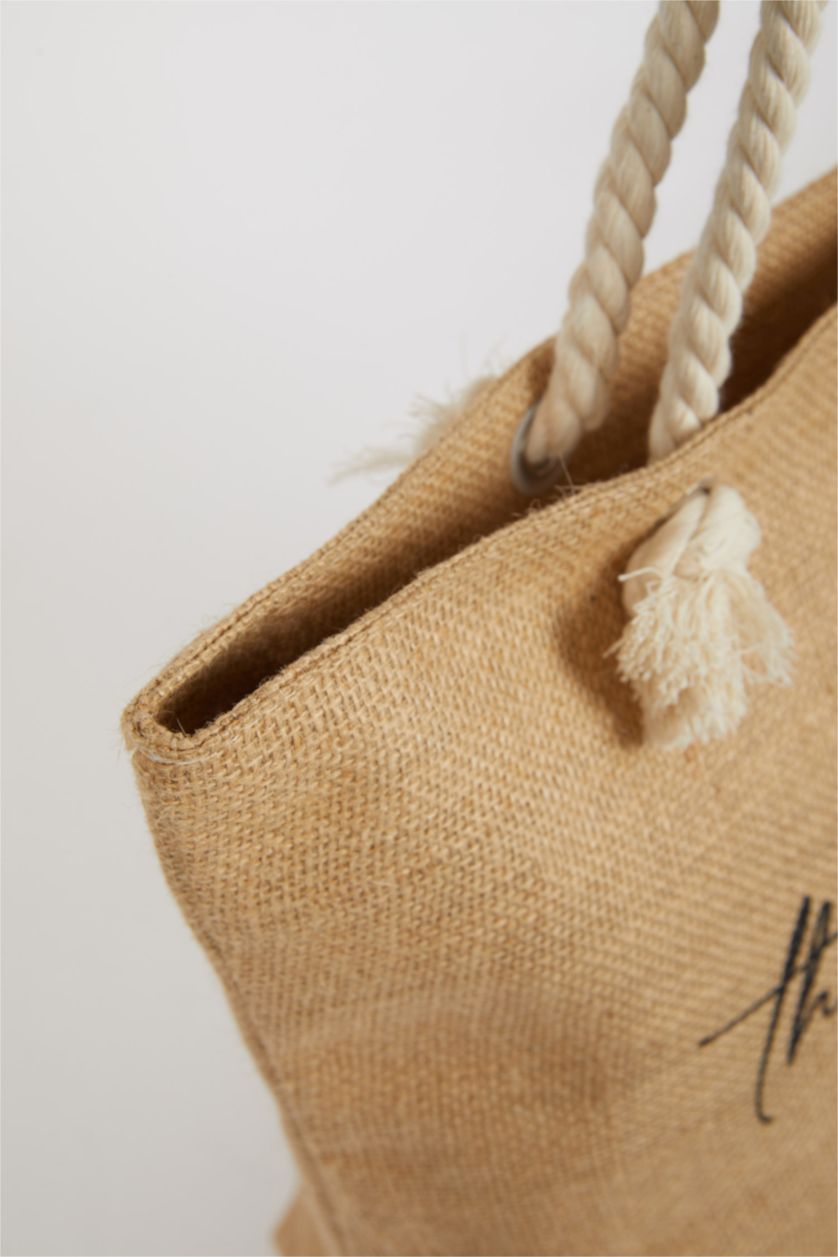 Kadın Siyah Kadın Hasır Plaj Çantası