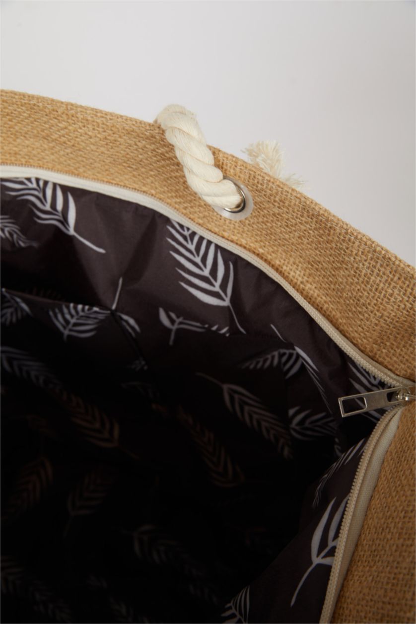 Kadın Siyah Kadın Hasır Plaj Çantası