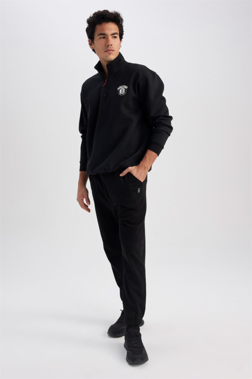 MAN Black Defacto Fit NBA Brooklyn Nets Oversize Fit Sweatshirt