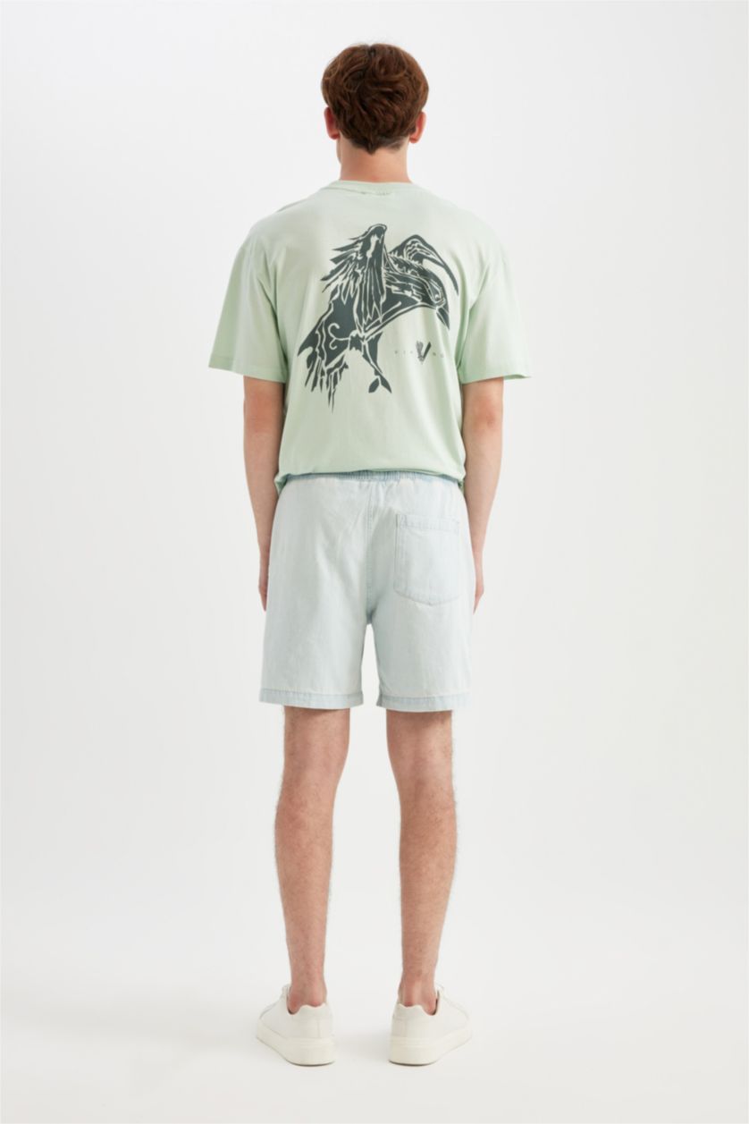 Erkek Buz Mavi Relax Fit Jean Bermuda Şort