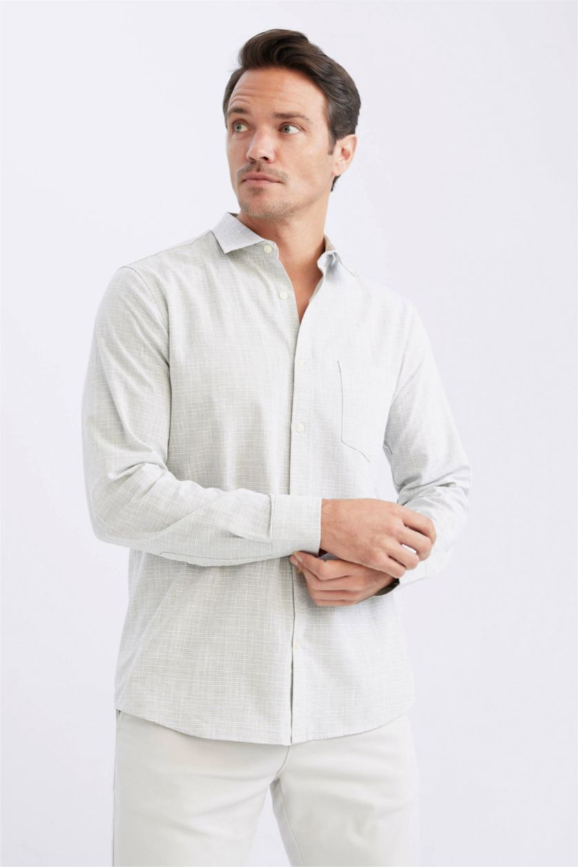 رجال نعناع Regular Fit Long Sleeve Shirt