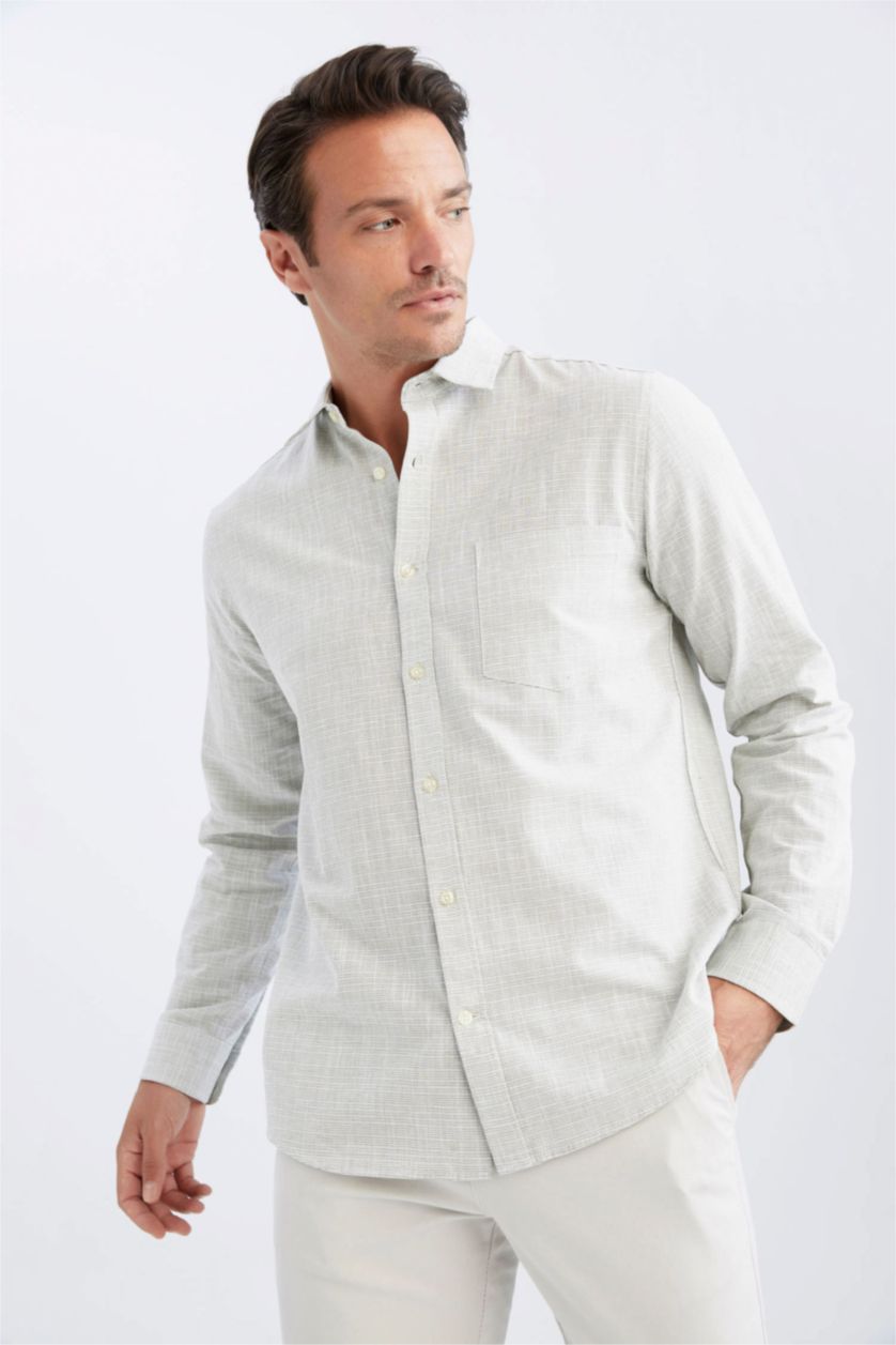 رجال نعناع Regular Fit Long Sleeve Shirt