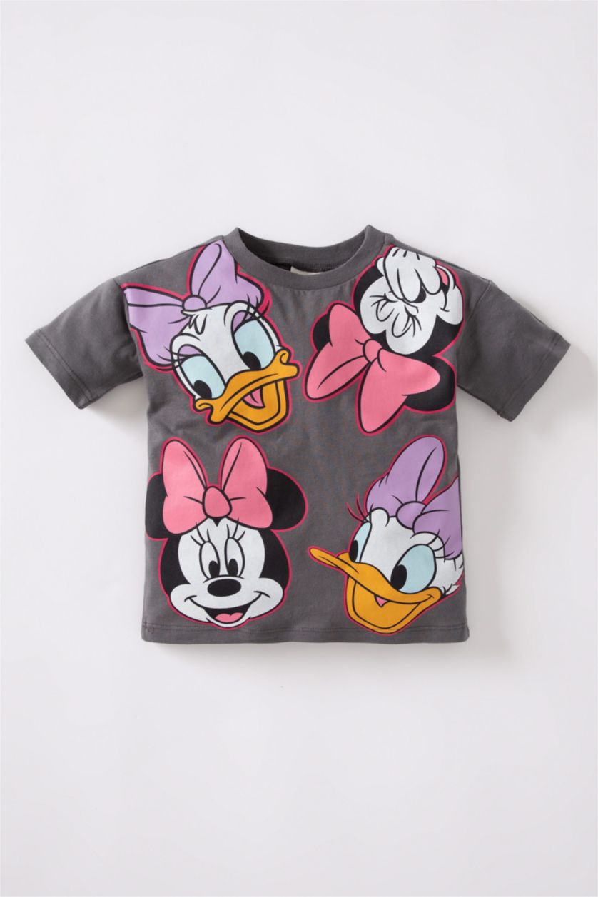 BABY GIRL Light Anthracite Baby Girl Disney Mickey & Minnie Licensed Regular Fit Crew Neck Short Sleeved T-Shirt