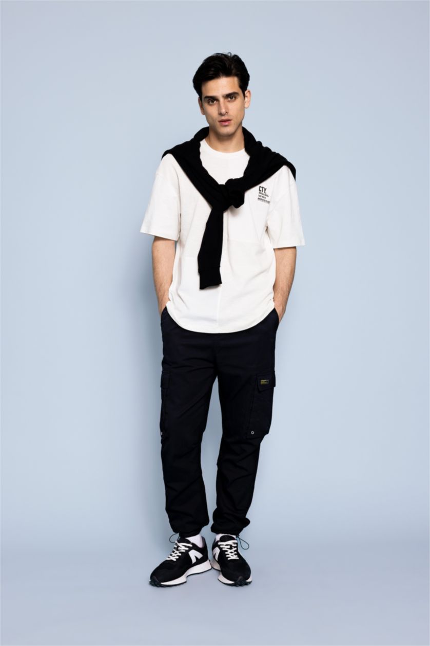 MAN Sand Comfort Fit Crew Neck Printed T-Shirt