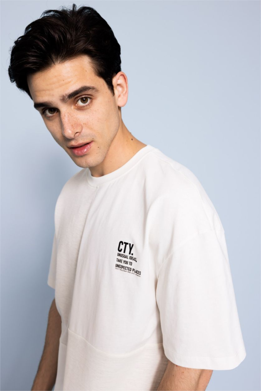 MAN Sand Comfort Fit Crew Neck Printed T-Shirt