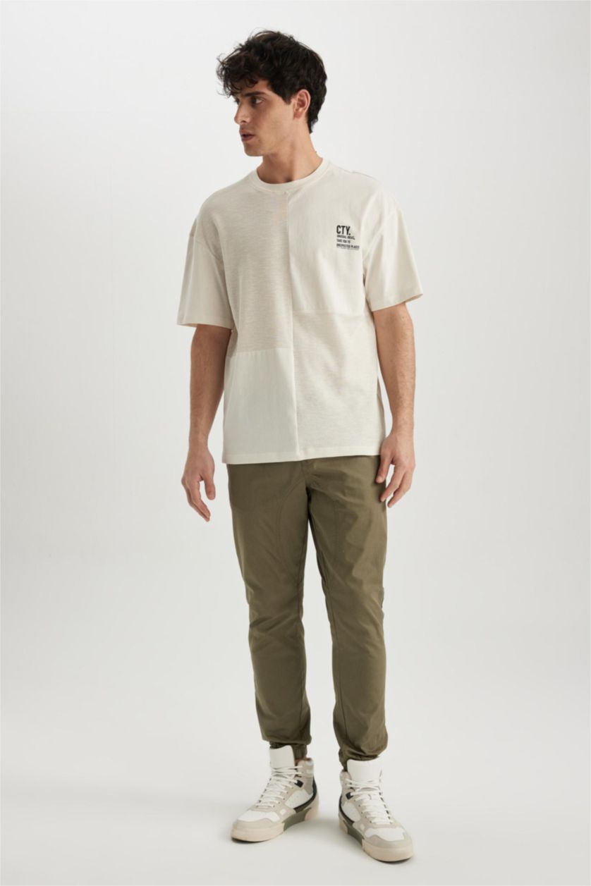 MAN Sand Comfort Fit Crew Neck Printed T-Shirt