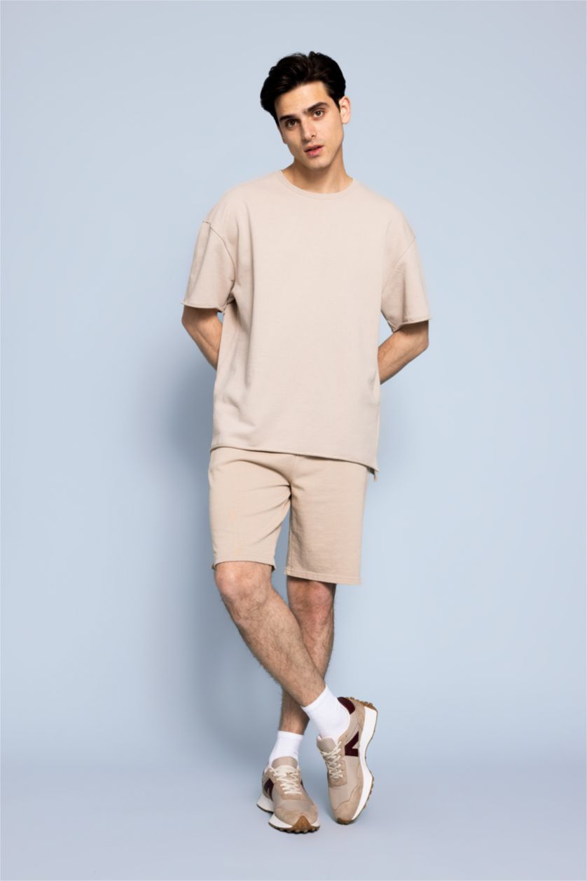 HOMME Beige Short Coupe Régulière Ourlet régulier
