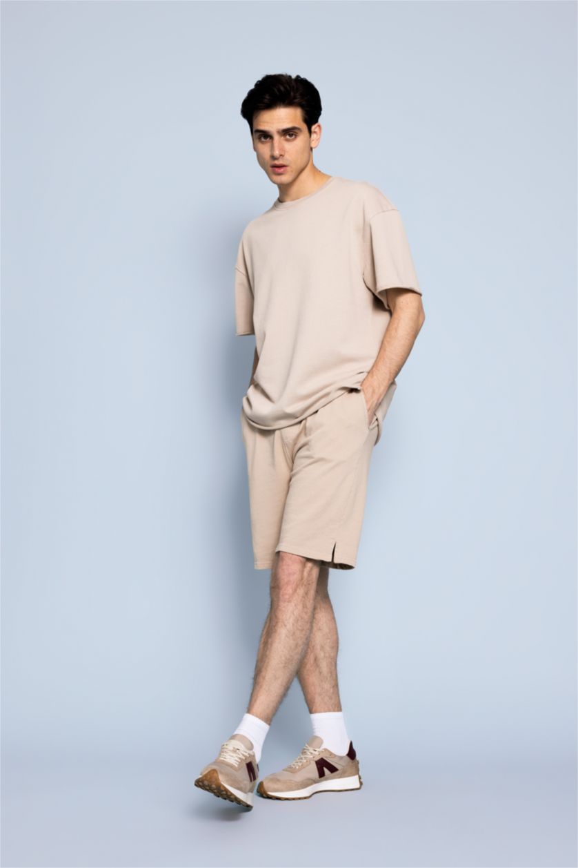 HOMME Beige Short Coupe Régulière Ourlet régulier