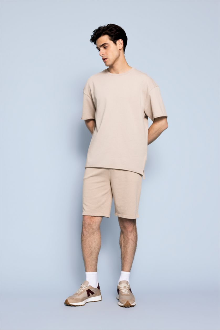 HOMME Beige Short Coupe Régulière Ourlet régulier