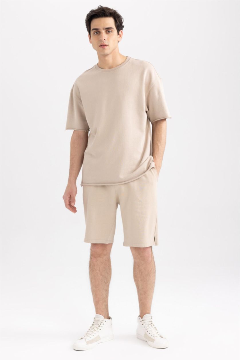 HOMME Beige Short Coupe Régulière Ourlet régulier