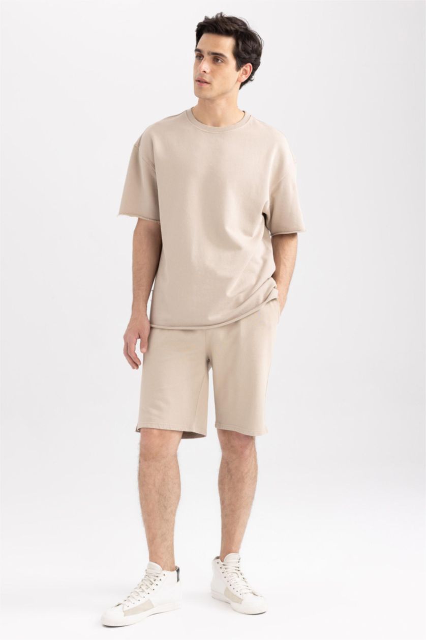 HOMME Beige Short Coupe Régulière Ourlet régulier