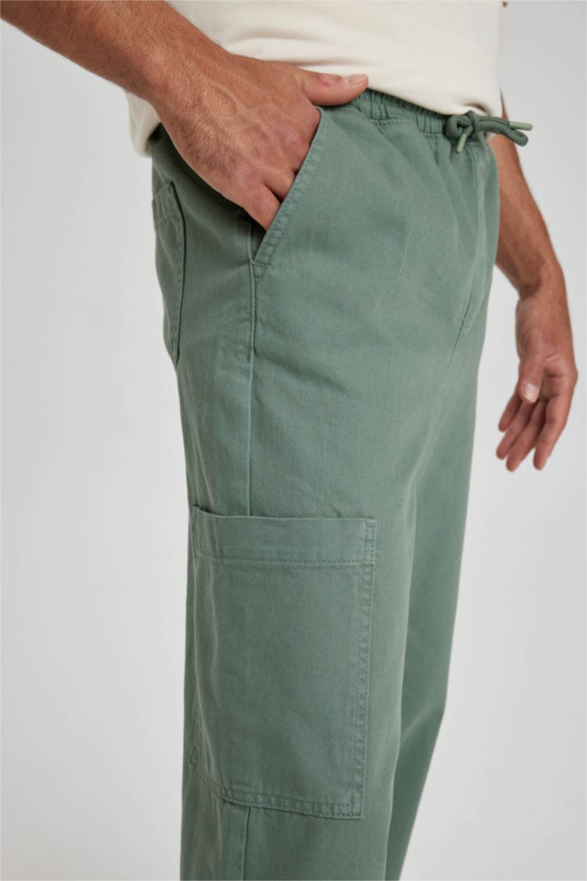 رجالي أخضر بنطلون جبردين قصة مريحة برجل عادية بجيب